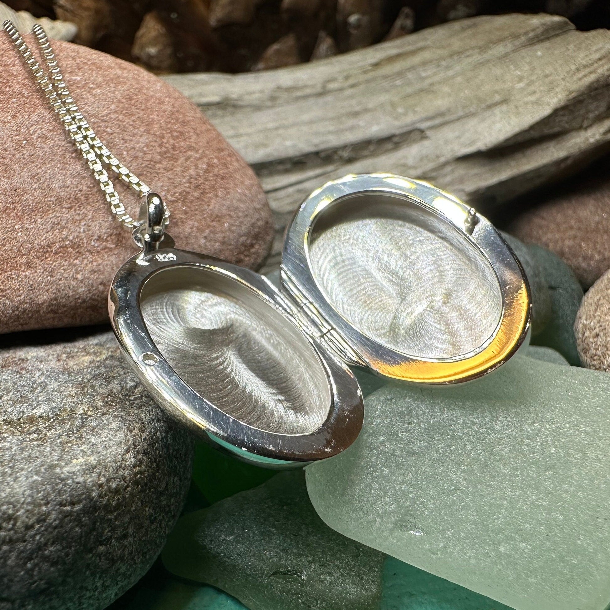 Celtic Trinity Knot Locket Necklace in Sterling Silver