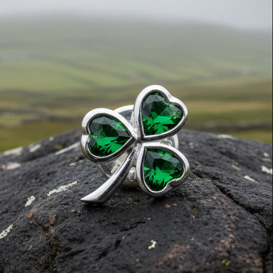 Irish Emerald Shamrock Lapel Pin