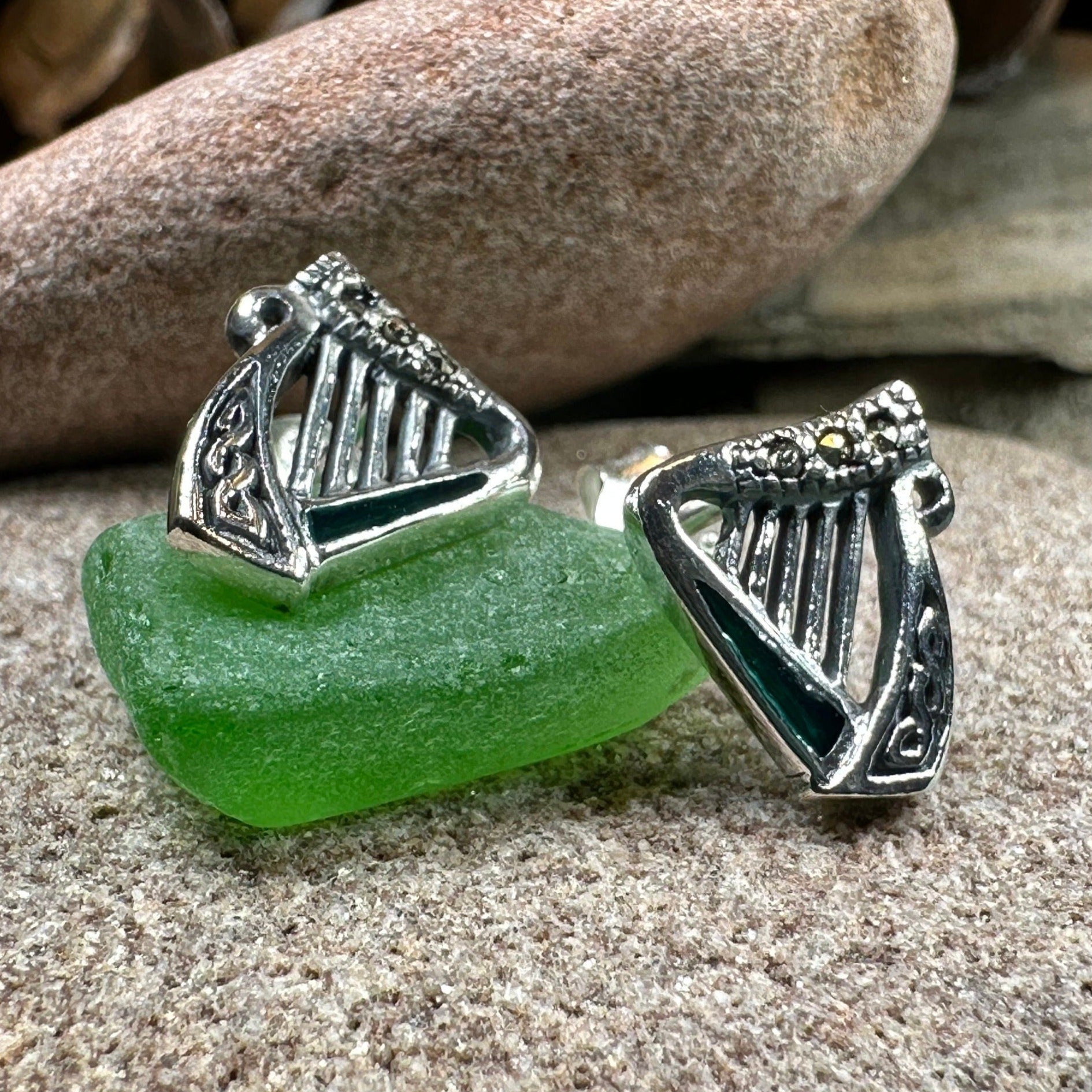 Ireland's Harp Post Earrings