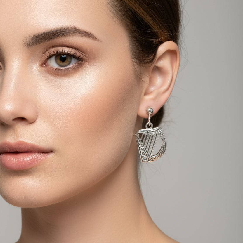 Ancient Harp Post Back Earrings