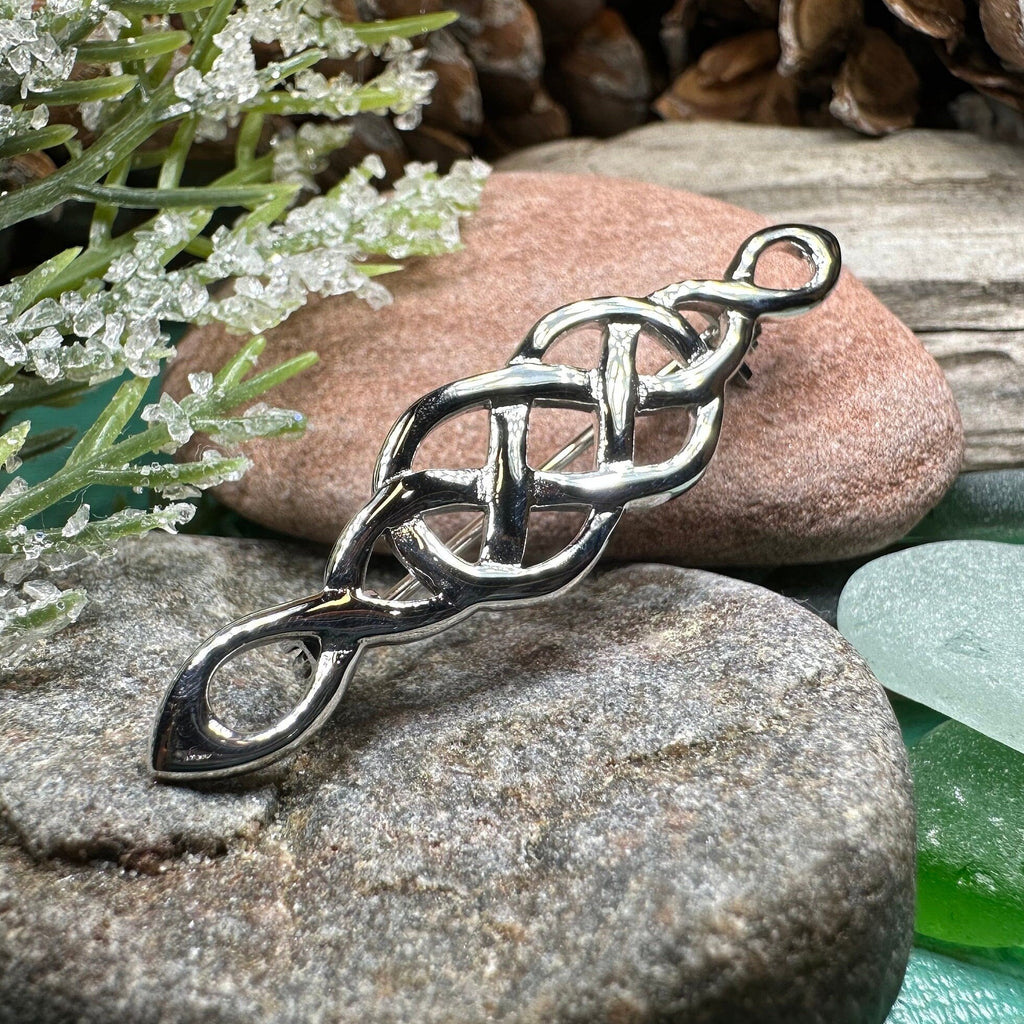 Volunti Celtic Knot Bar Brooch in Sterling Silver