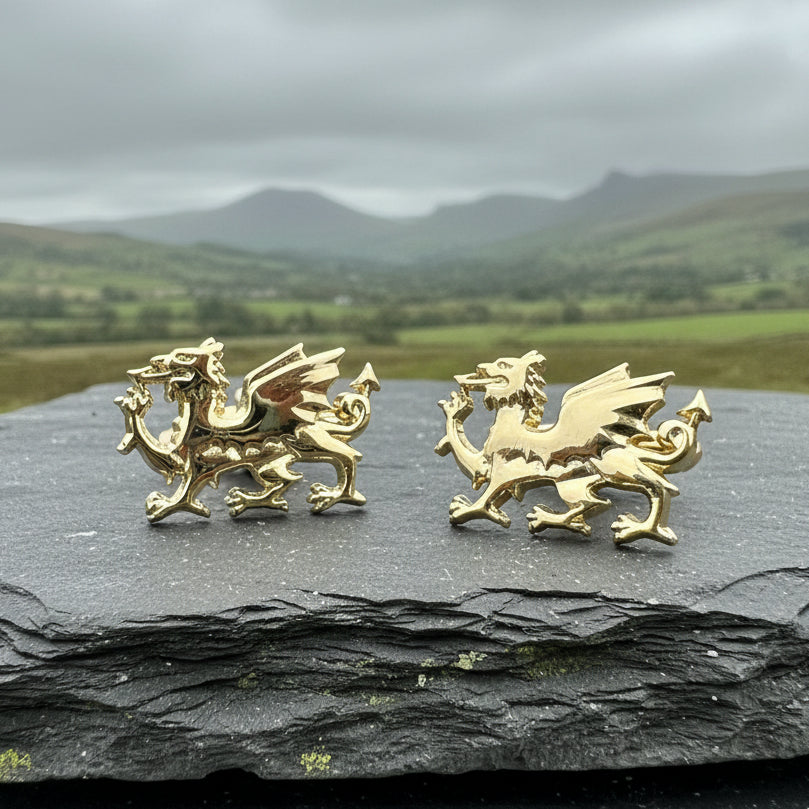 Golden Welsh Dragon Cufflinks for Men