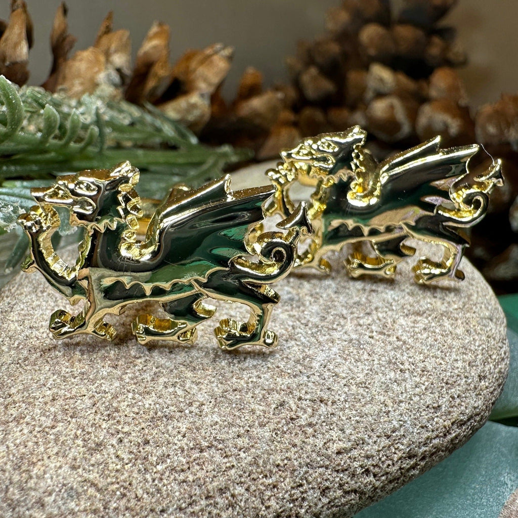 Golden Welsh Dragon Cufflinks for Men