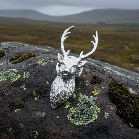 Scottish Stag Lapel Pin in Pewter