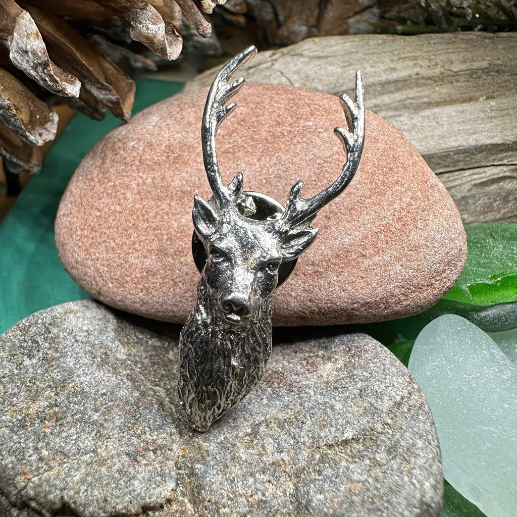 Scottish Stag Lapel Pin in Pewter