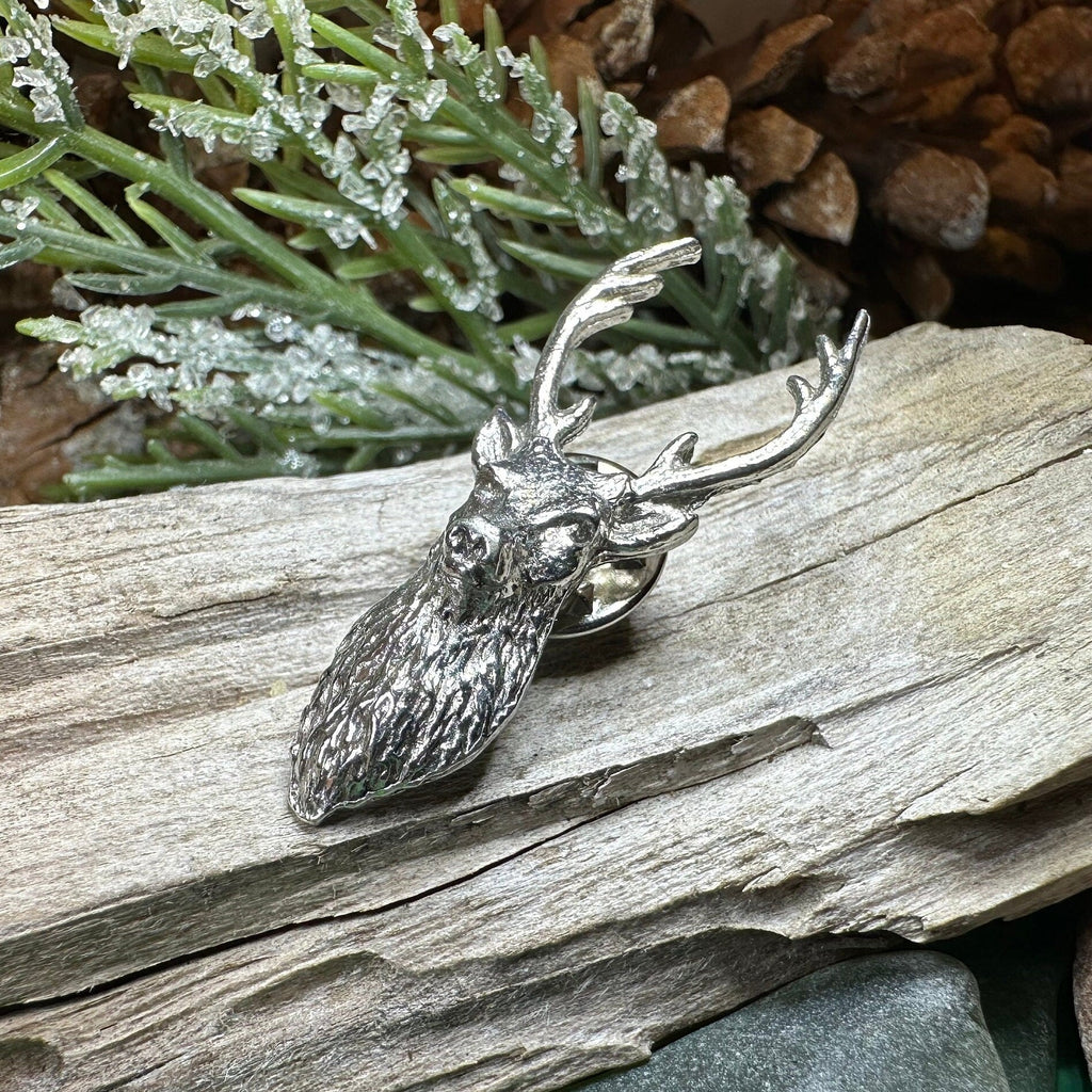 Scottish Stag Lapel Pin in Pewter