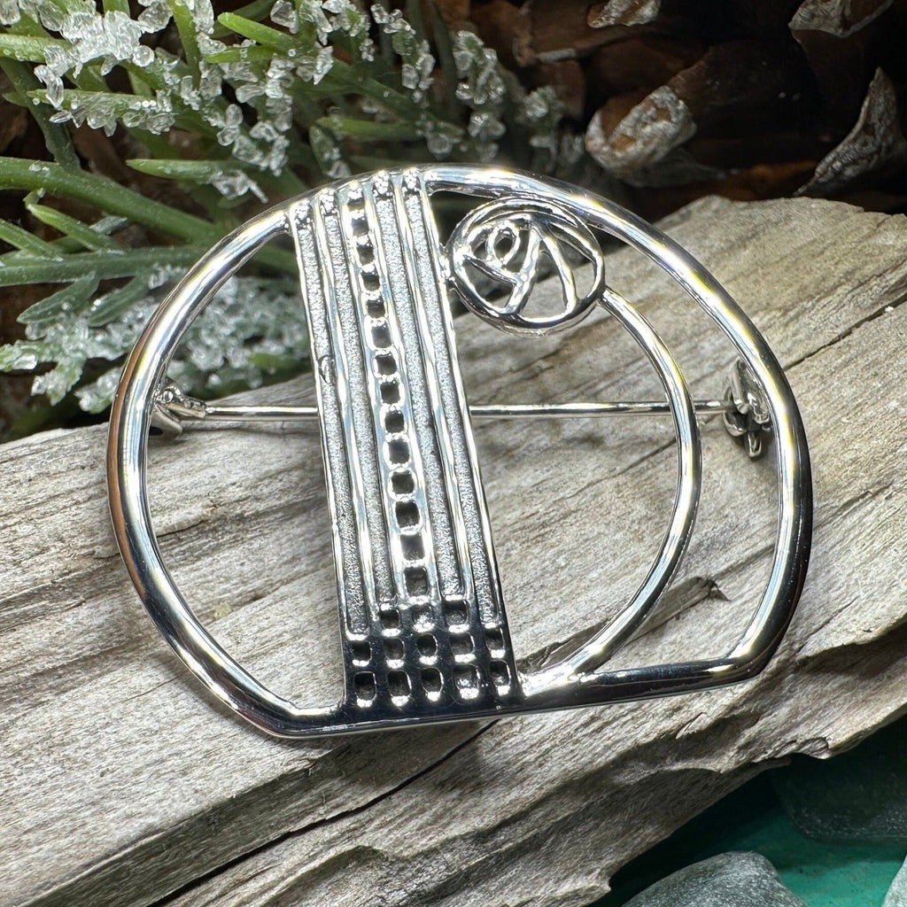 Myra Scottish Mackintosh Rose Brooch in Sterling Silver