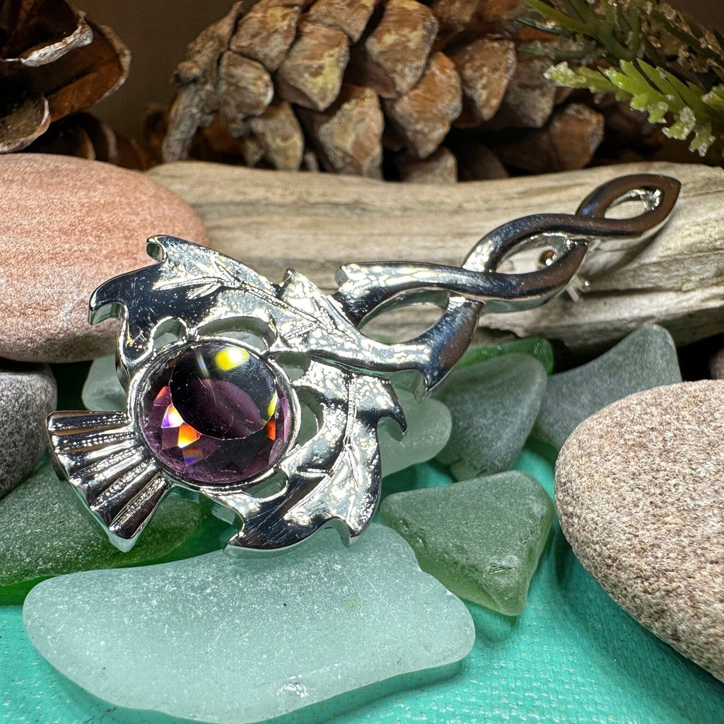 Crystal Thistle Kilt Pin