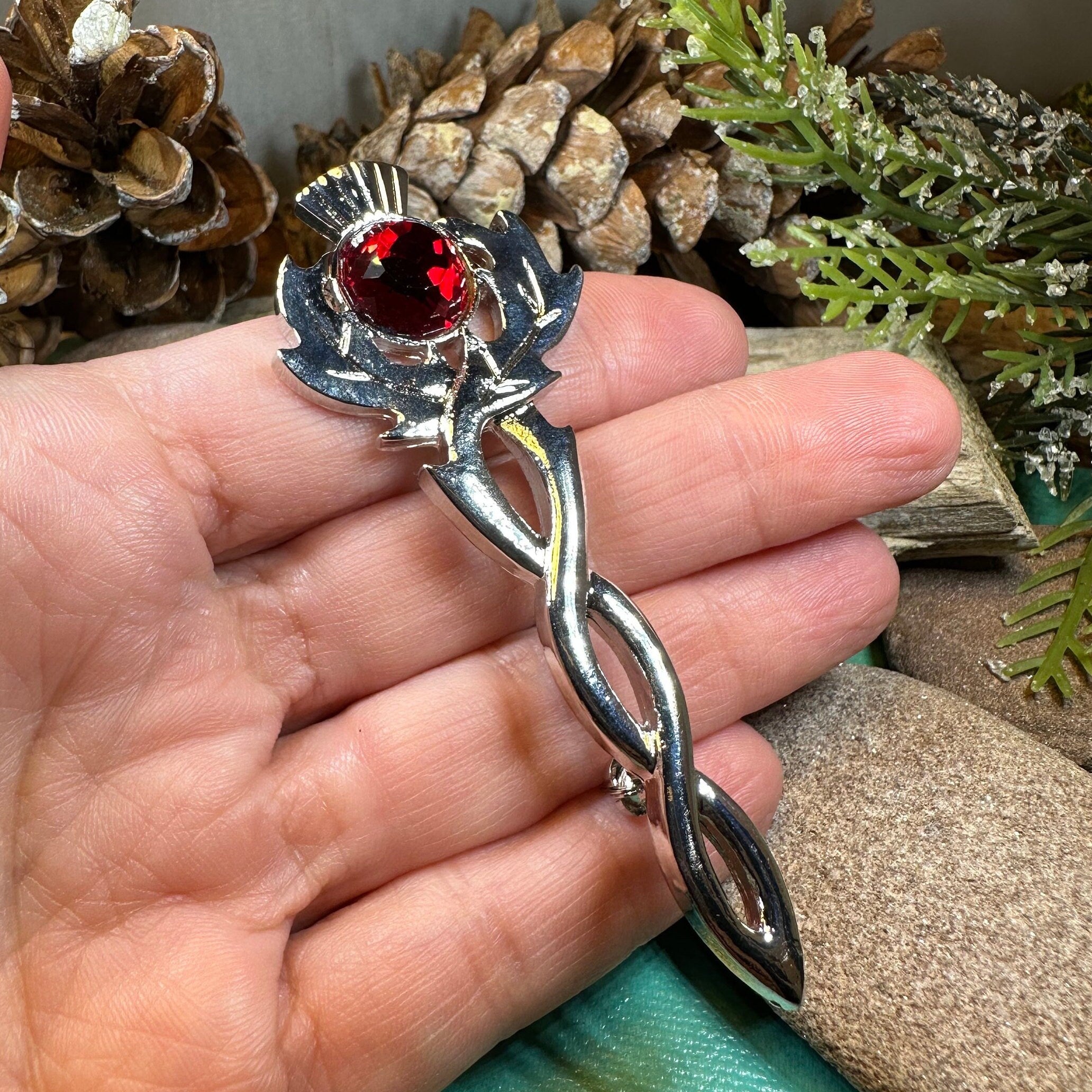 Crystal Thistle Kilt Pin