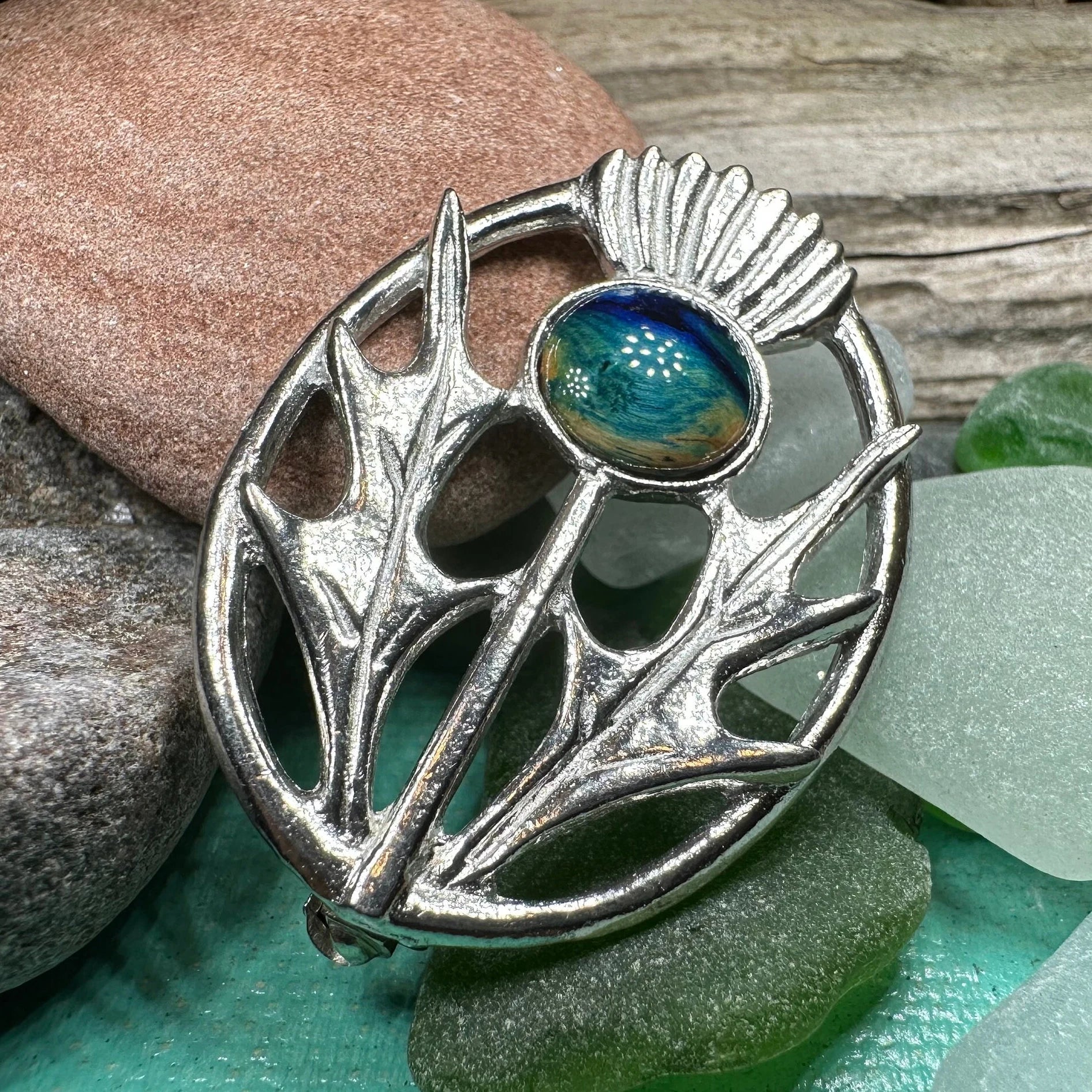 Scottish Heathergems Thistle Brooch - Handmade in Scotland