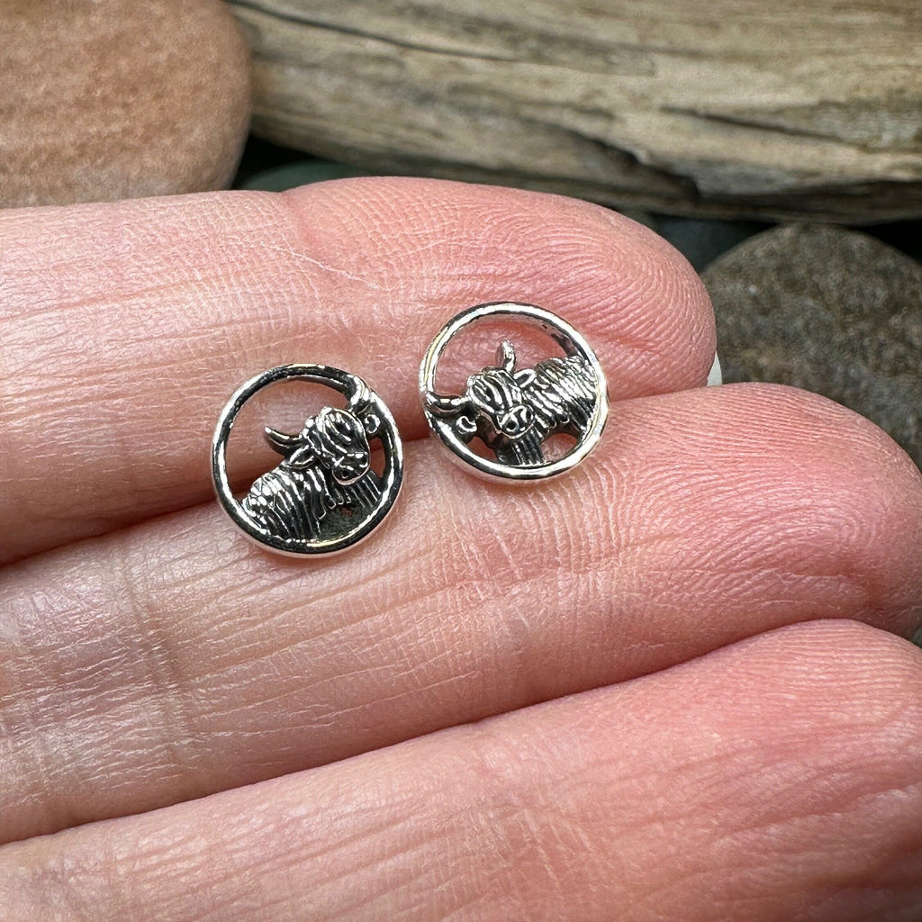 Scruffy Coo Highland Cow Post Earrings for Women