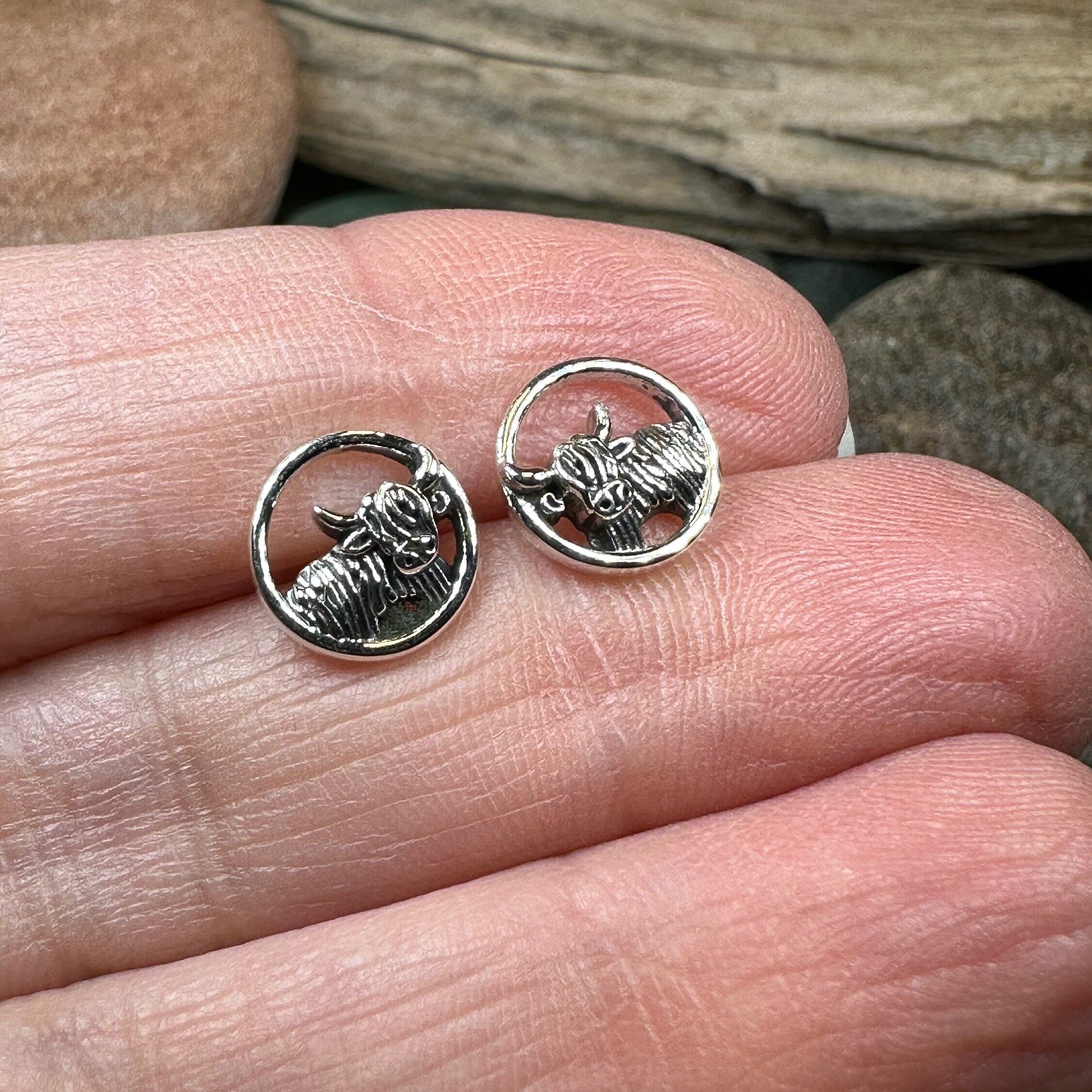 Scruffy Coo Highland Cow Post Earrings for Women
