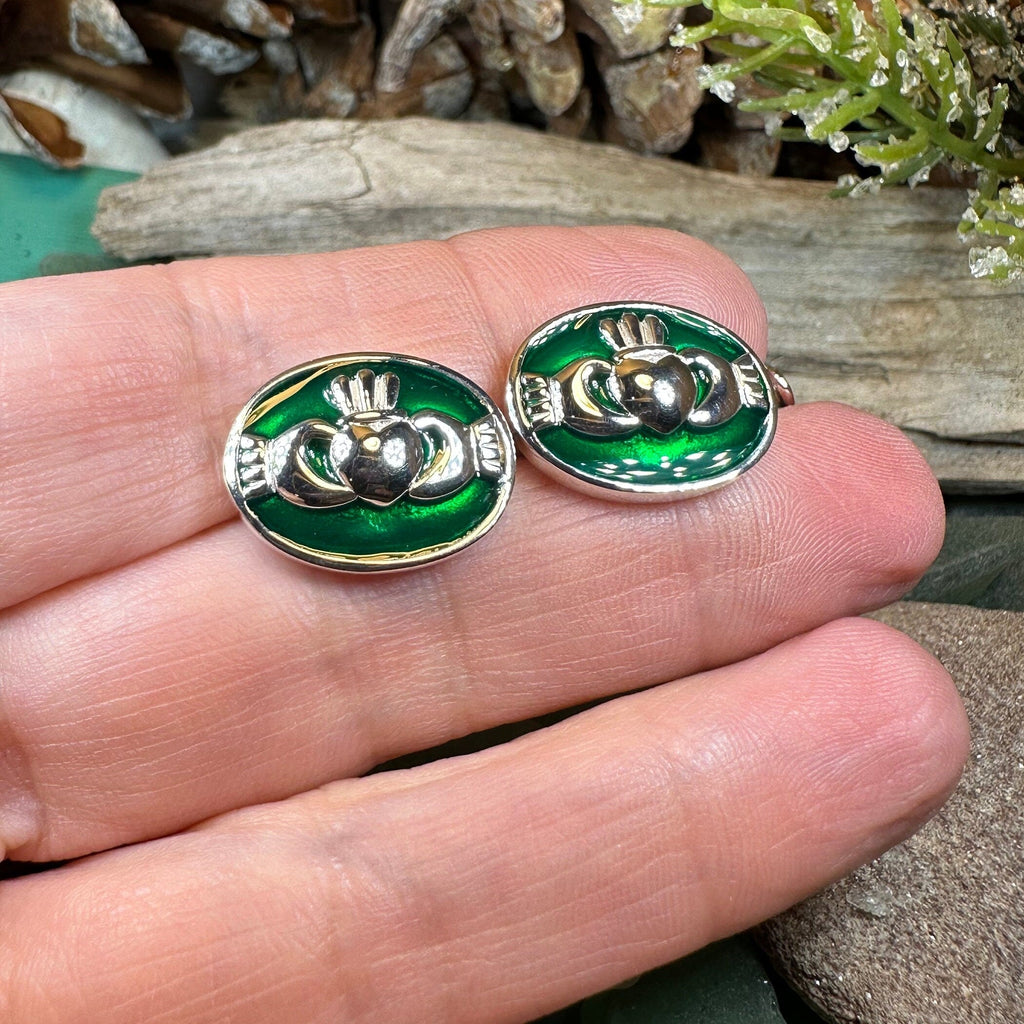 Emerald Green Claddagh Cufflinks for Men