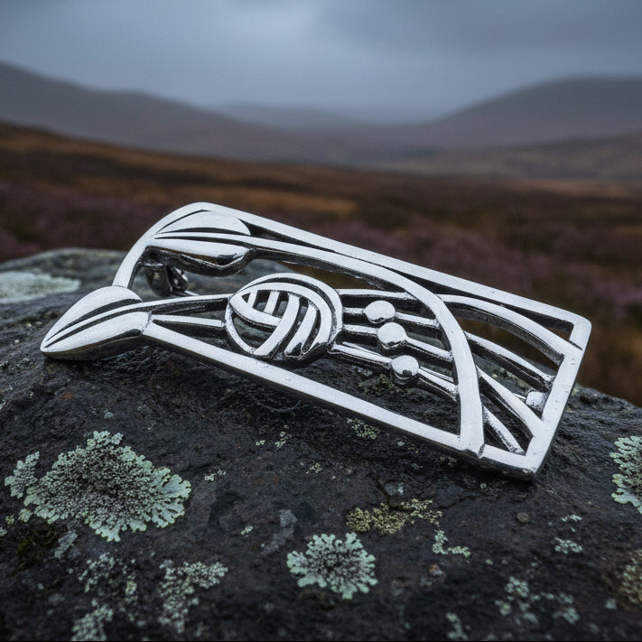 Scottish Mackintosh Roses Brooch in Sterling Silver