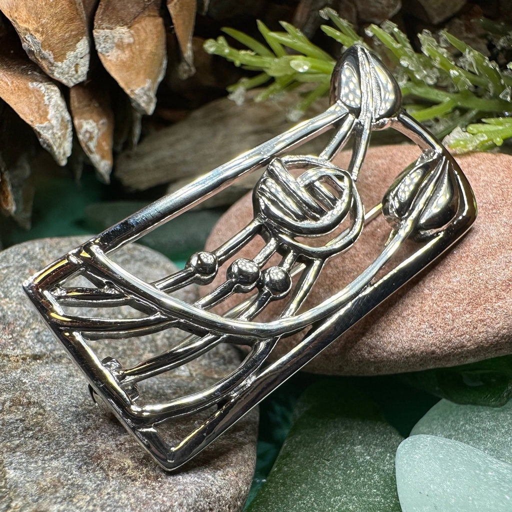 Scottish Mackintosh Roses Brooch in Sterling Silver