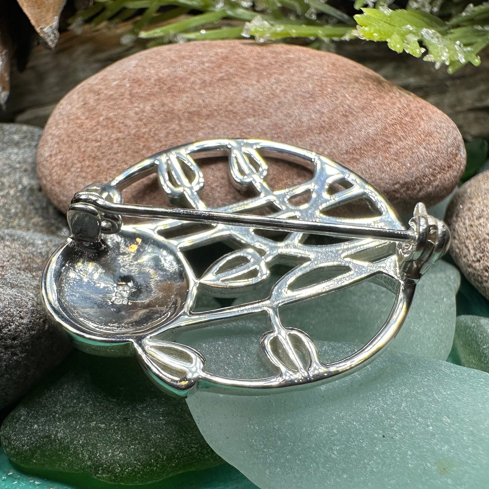 Enamel Mackintosh Rose Brooch in Sterling Silver