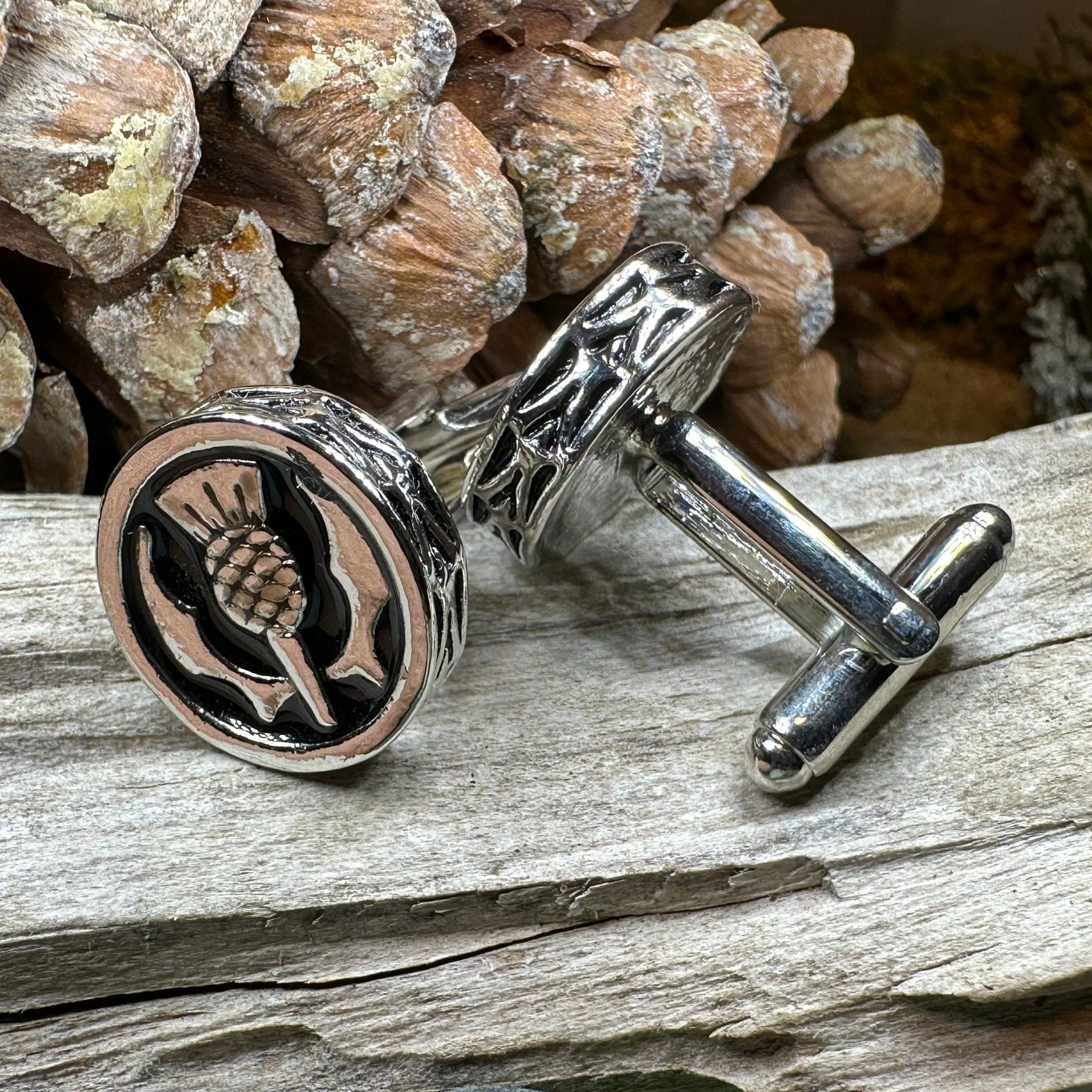 Elegant Scottish Thistle Cufflinks for Men