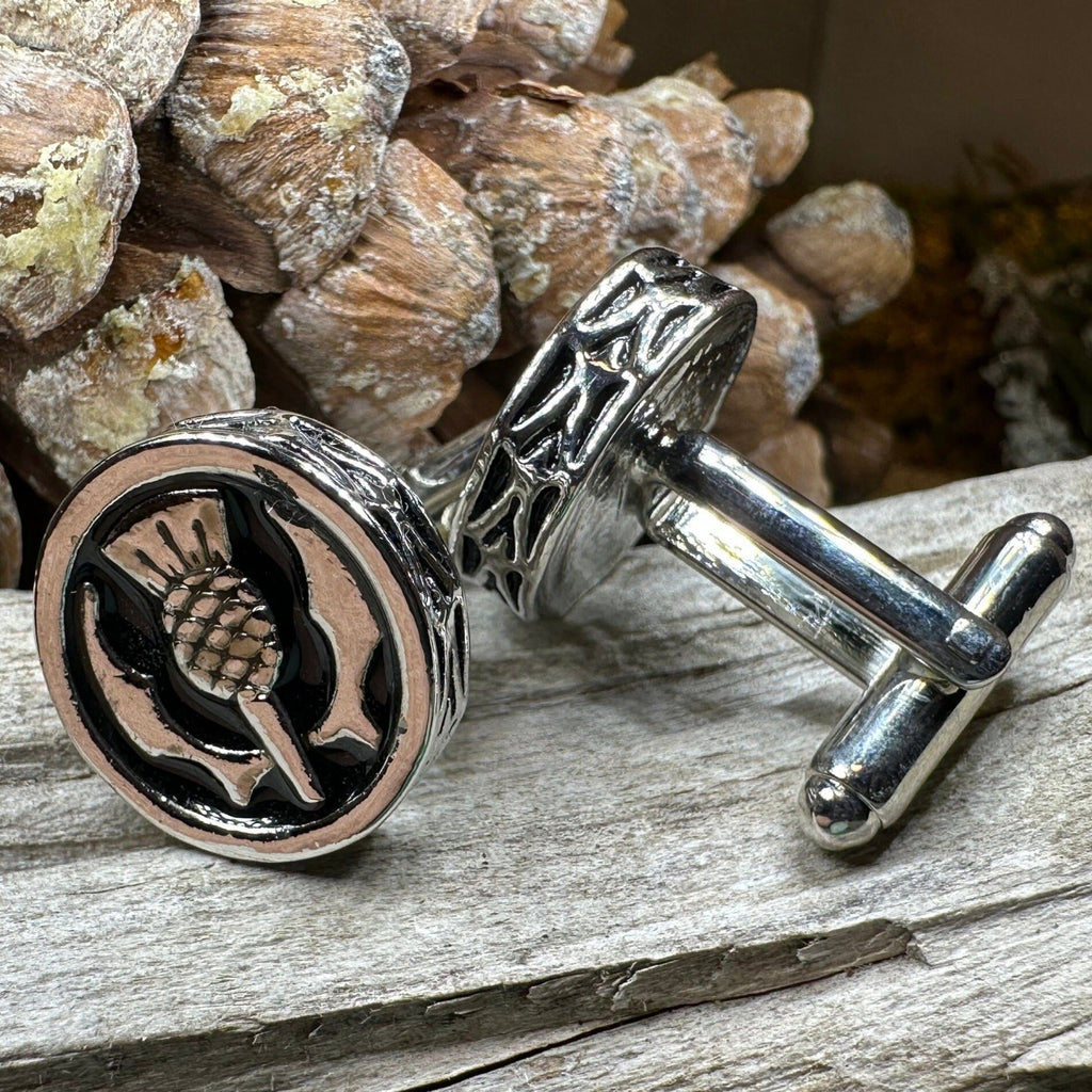 Elegant Scottish Thistle Cufflinks for Men