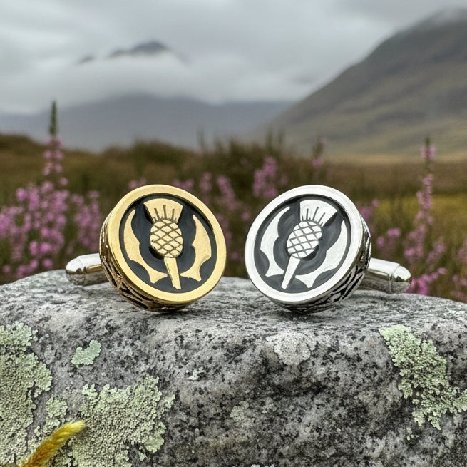 Elegant Scottish Thistle Cufflinks for Men