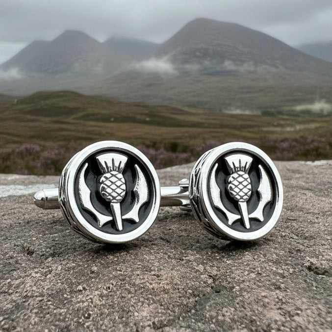 Elegant Scottish Thistle Cufflinks for Men