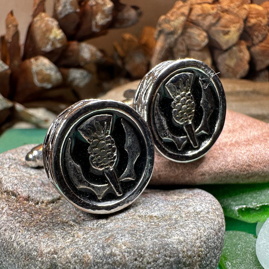 Elegant Scottish Thistle Cufflinks for Men