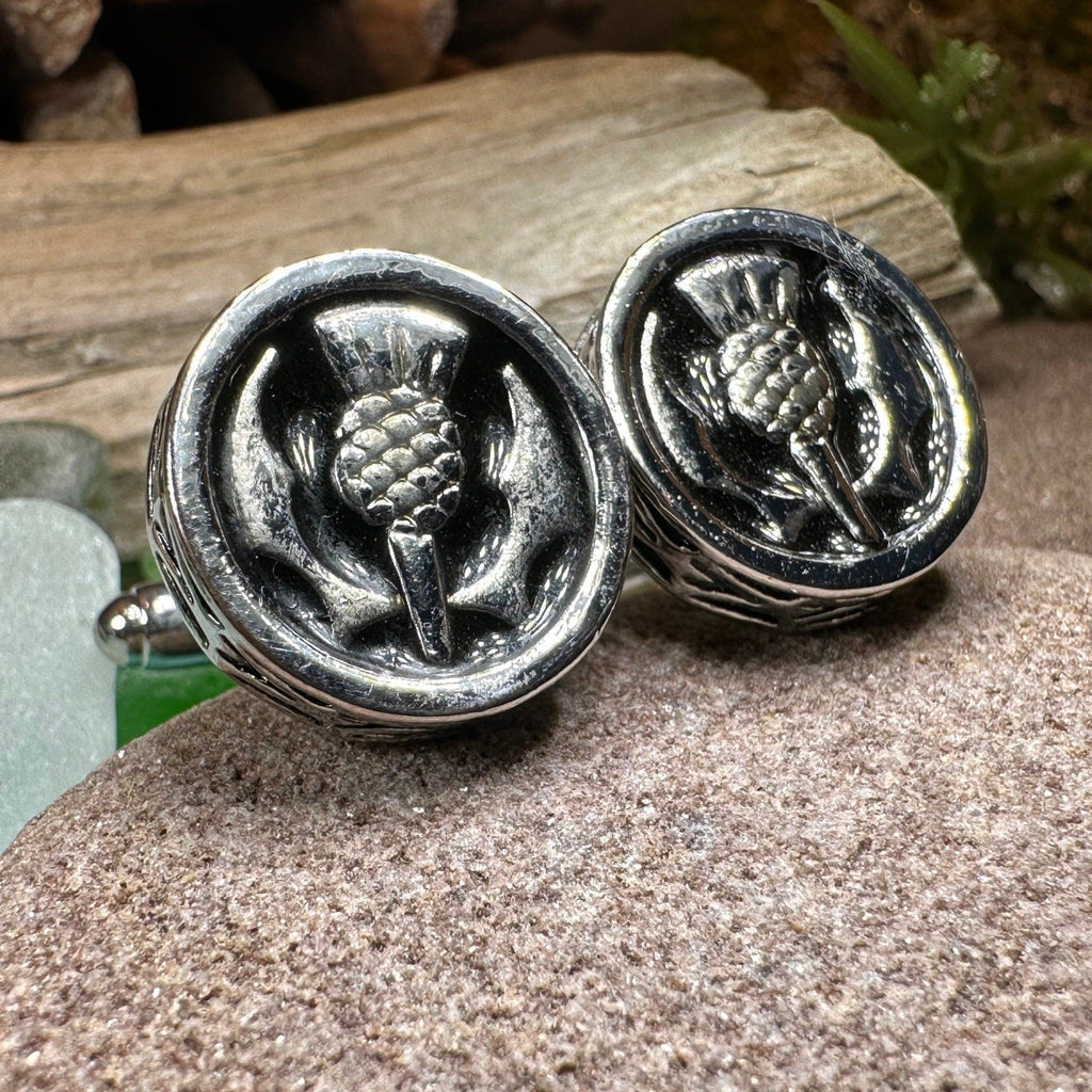 Elegant Scottish Thistle Cufflinks for Men