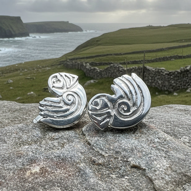 Celtic Puffin Cuff Links - Handmade in Scotland