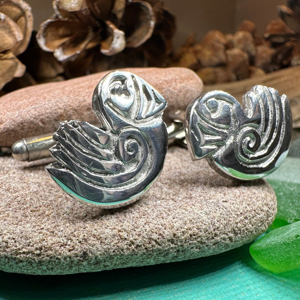 Celtic Puffin Cuff Links - Handmade in Scotland