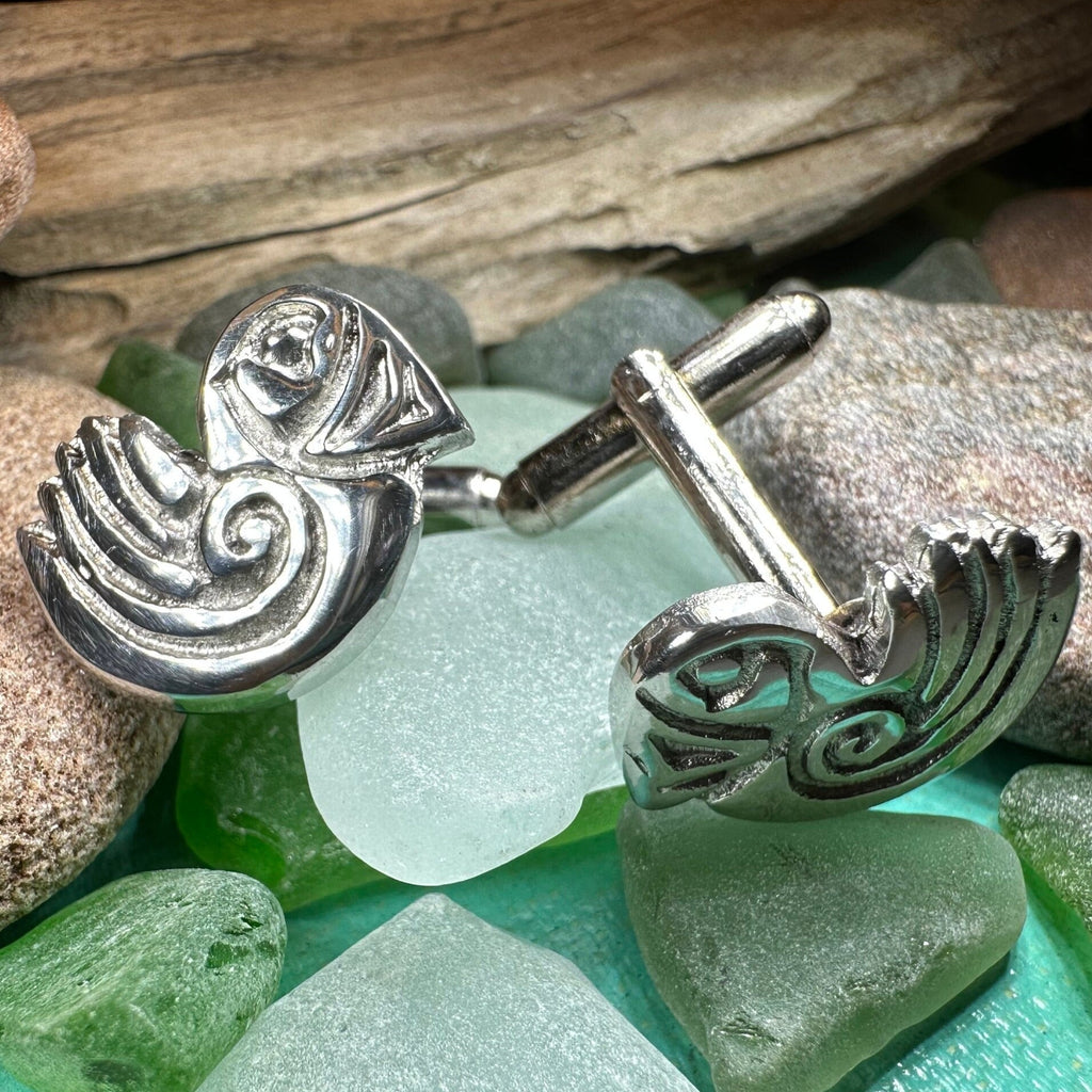Celtic Puffin Cuff Links - Handmade in Scotland