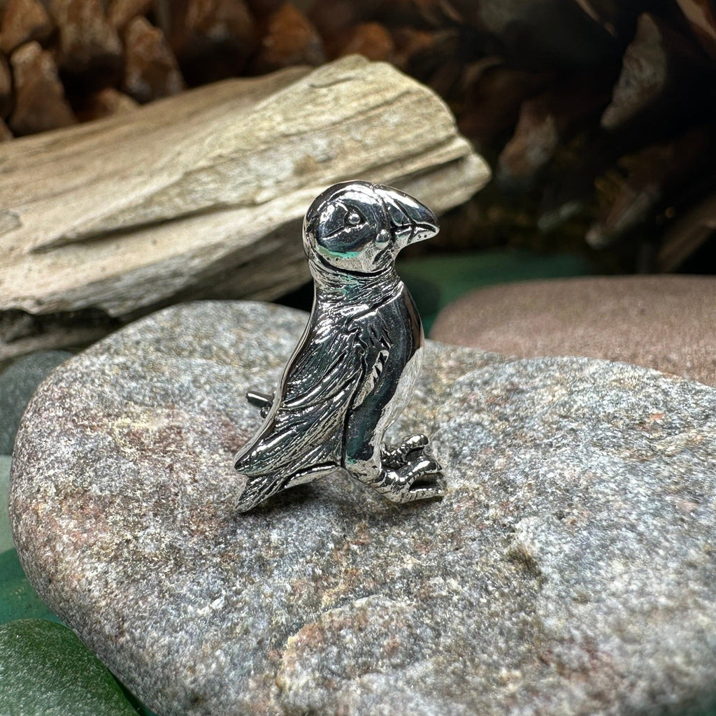 Scottish Puffin Lapel Pin in Sterling Silver