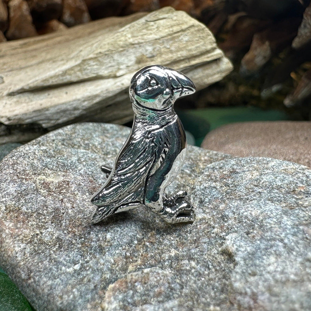 Scottish Puffin Lapel Pin in Sterling Silver