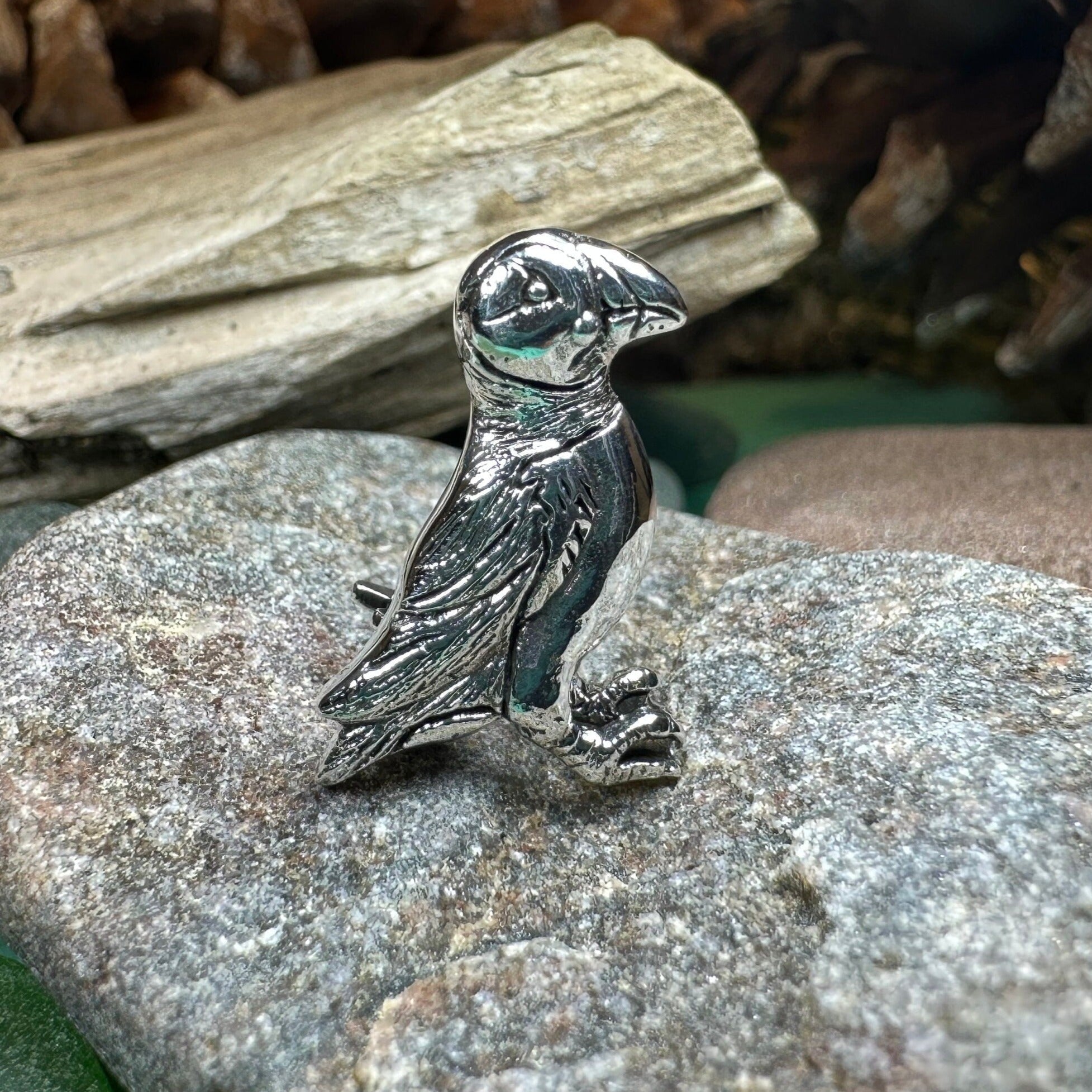 Scottish Puffin Lapel Pin in Sterling Silver
