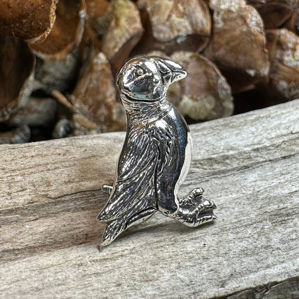 Scottish Puffin Lapel Pin in Sterling Silver