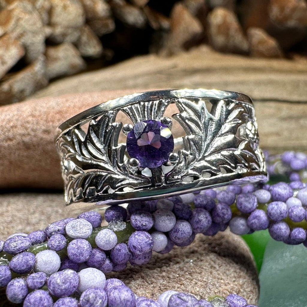Rhoswen Scottish Thistle Band Ring in Sterling Silver