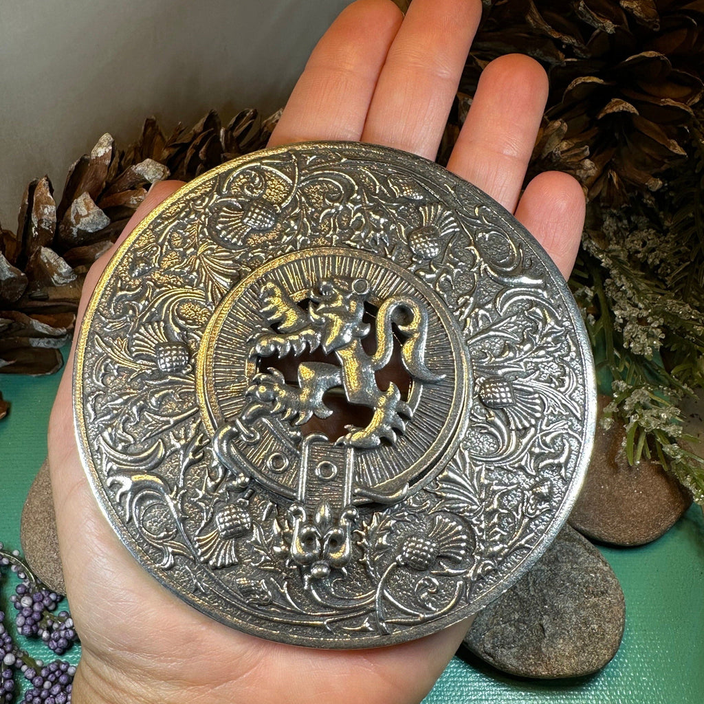 Royal Lion and Thistle Plaid Brooch - Handmade in Scotland