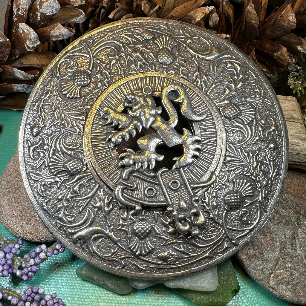 Royal Lion and Thistle Plaid Brooch - Handmade in Scotland