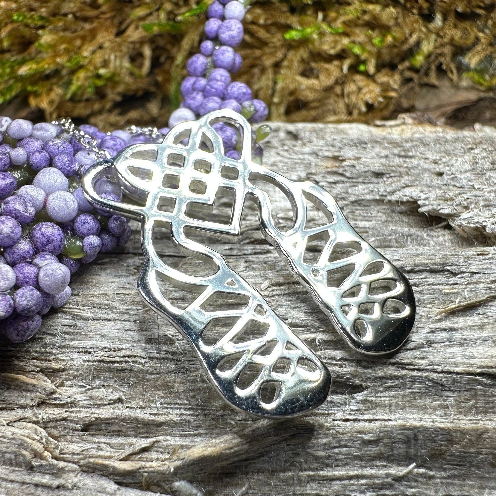 Celtic Heart Irish Dance Shoes Necklace in Sterling Silver