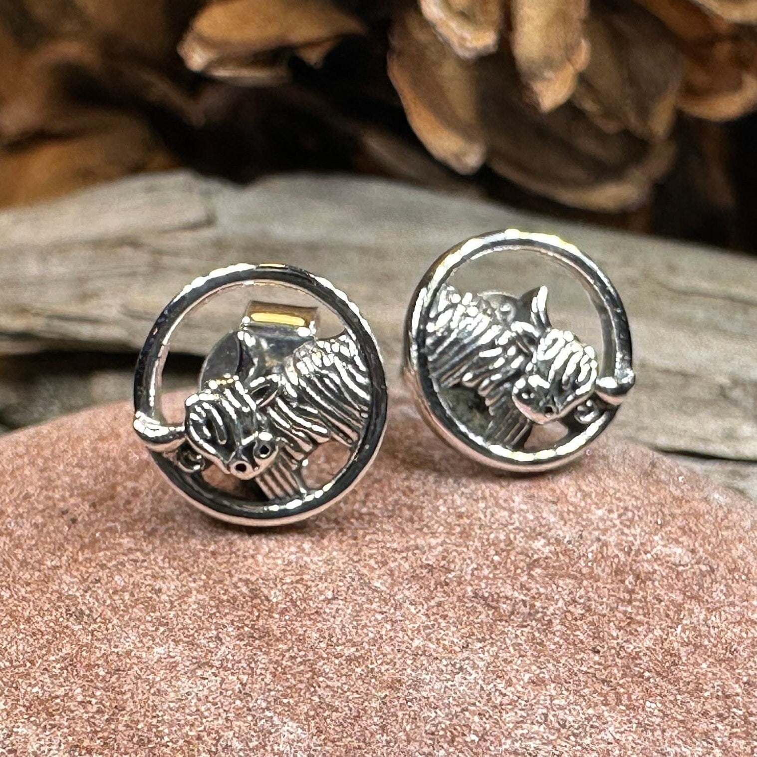 Scruffy Coo Highland Cow Post Earrings for Women