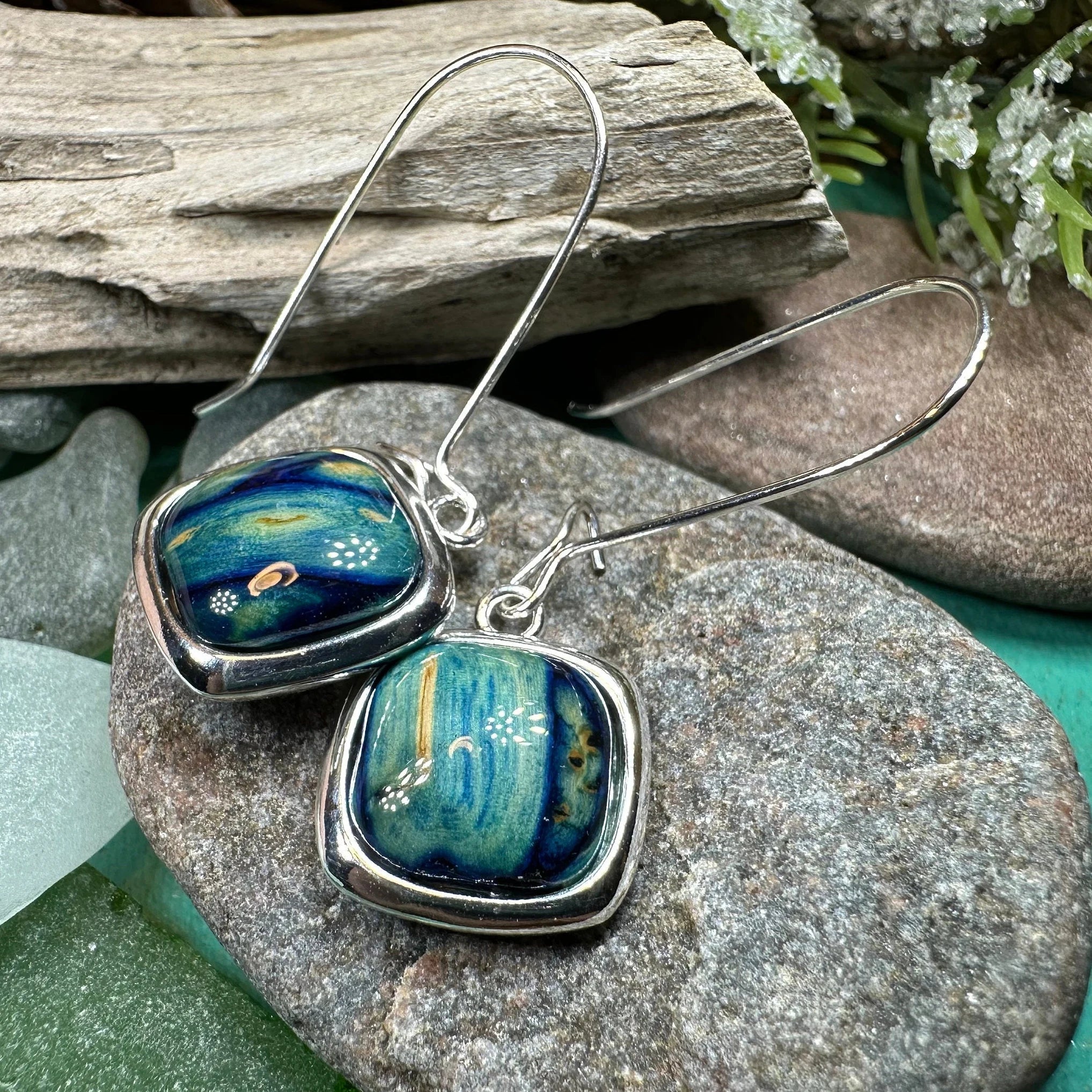 Heathergems Celtic Square Earrings - Handmade in Scotland