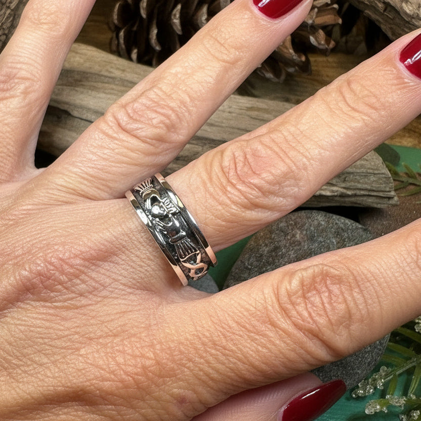 Celtic Irish Claddagh Band Ring in Sterling Silver