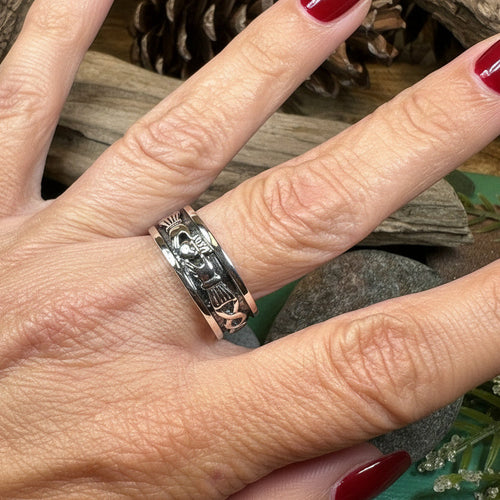 Celtic Irish Claddagh Band Ring in Sterling Silver