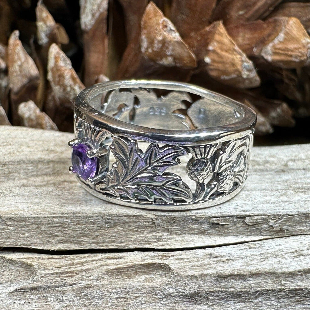 Rhoswen Scottish Thistle Band Ring in Sterling Silver