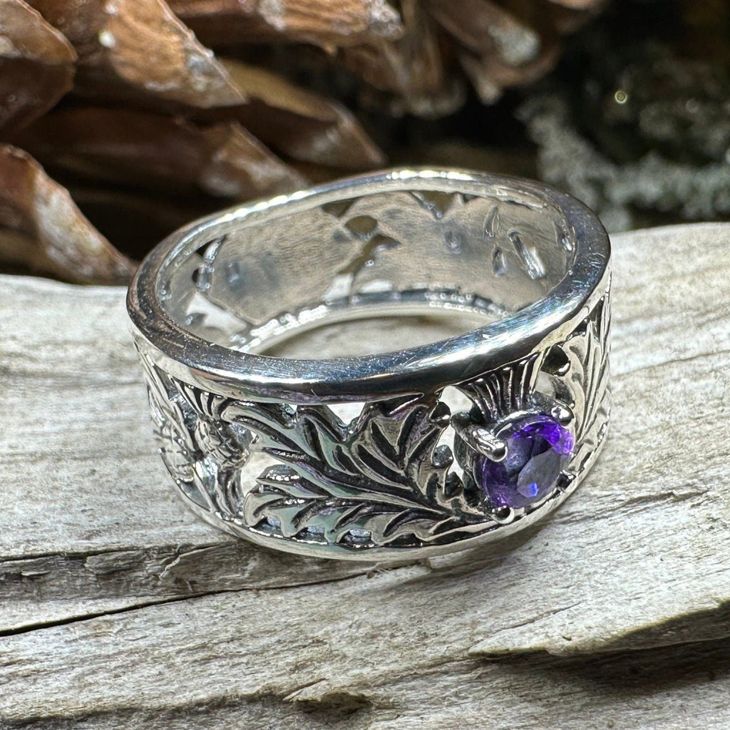 Rhoswen Scottish Thistle Band Ring in Sterling Silver