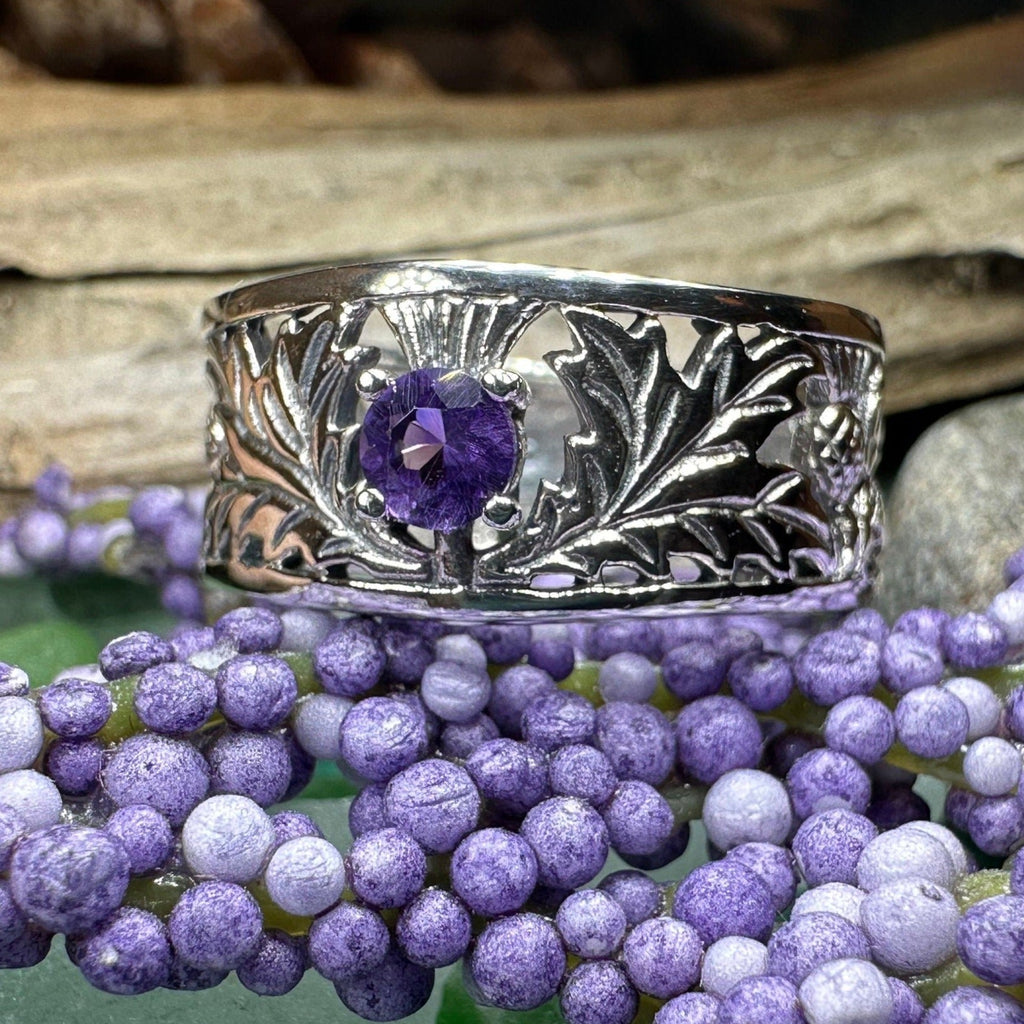 Rhoswen Scottish Thistle Band Ring in Sterling Silver