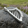 Torlogh Celtic Irish Harp Necklace in Sterling Silver