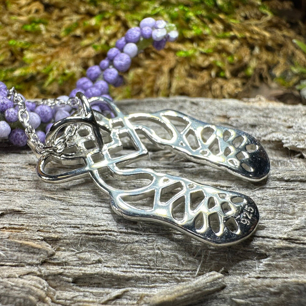 Celtic Heart Irish Dance Shoes Necklace in Sterling Silver