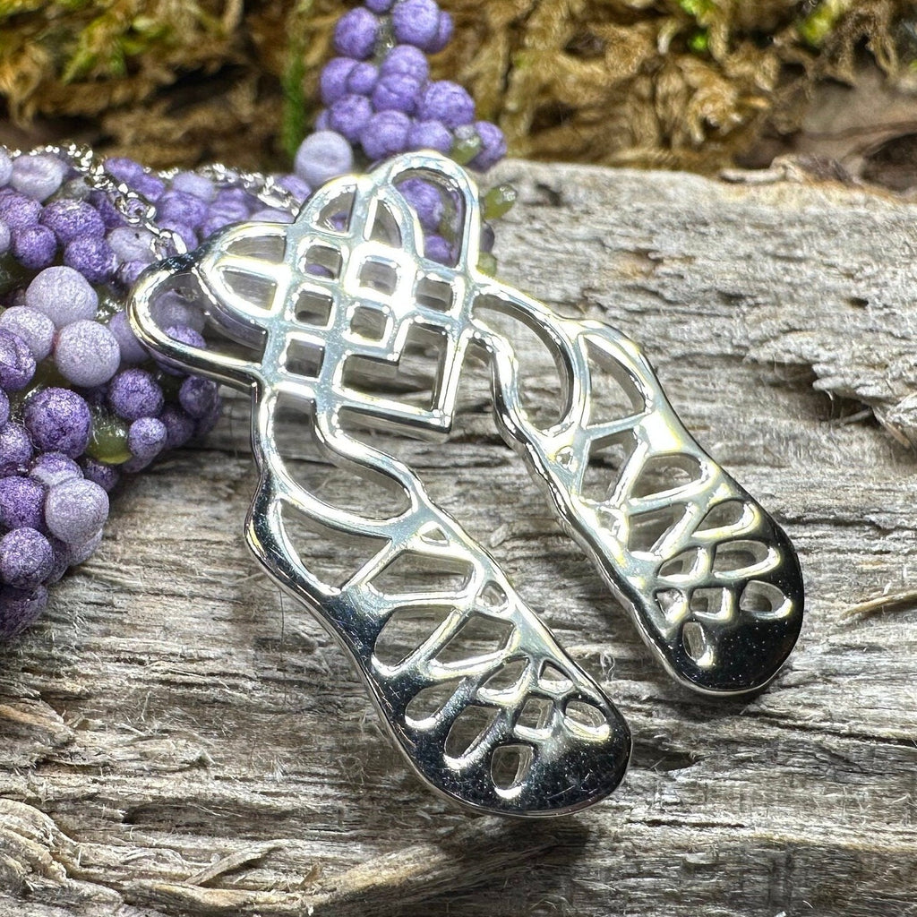 Celtic Heart Irish Dance Shoes Necklace in Sterling Silver