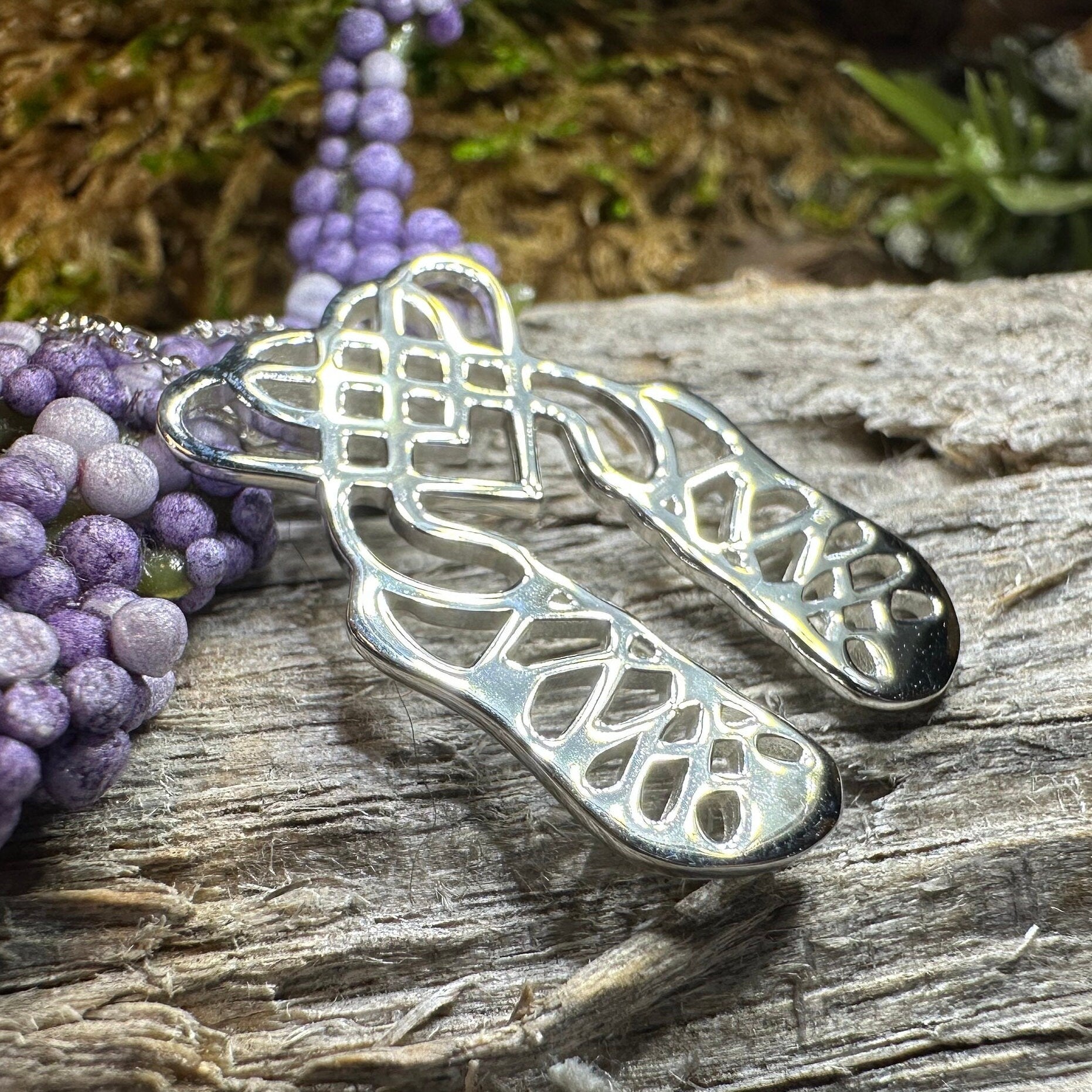 Celtic Heart Irish Dance Shoes Necklace in Sterling Silver