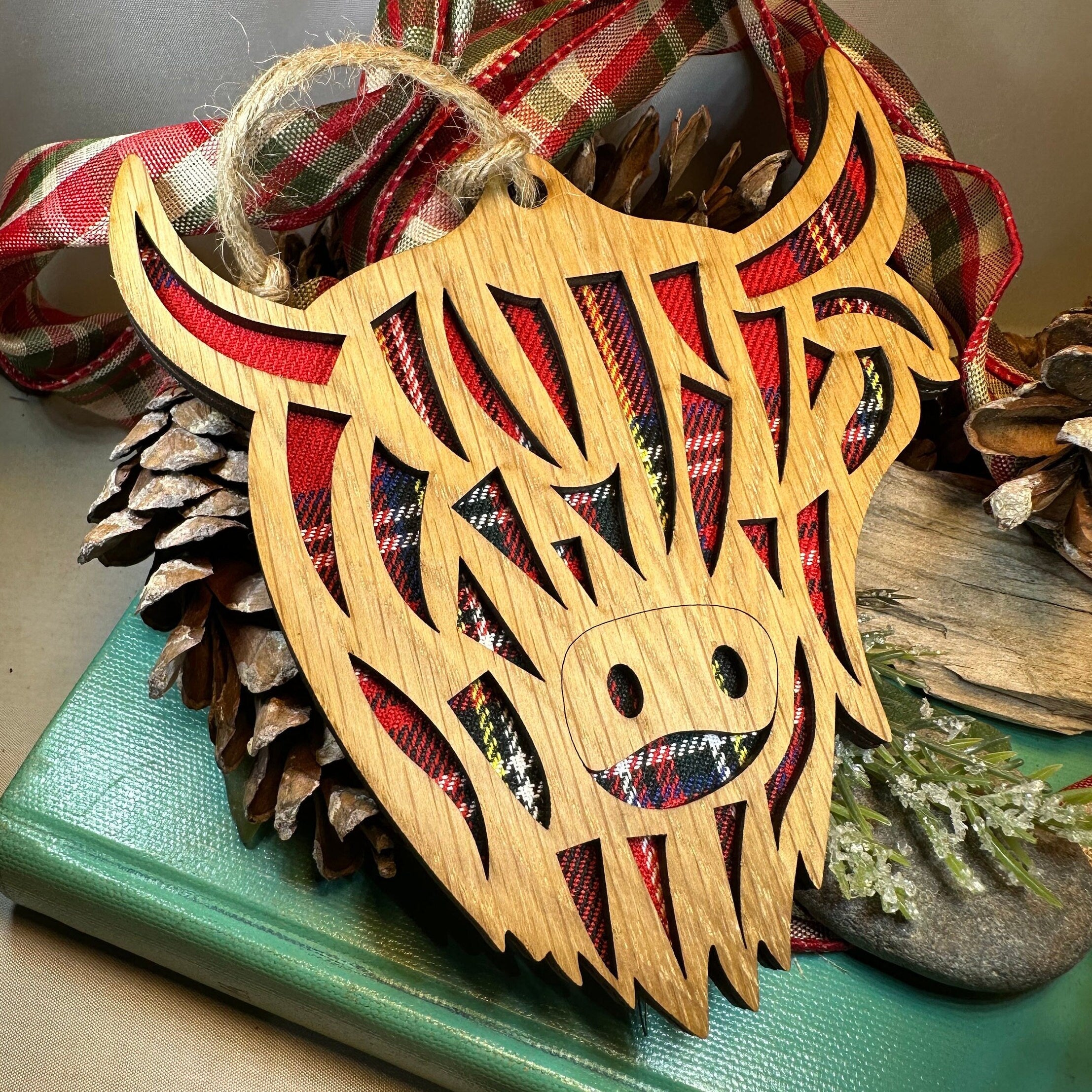 Tartan Highland Cow Ornament