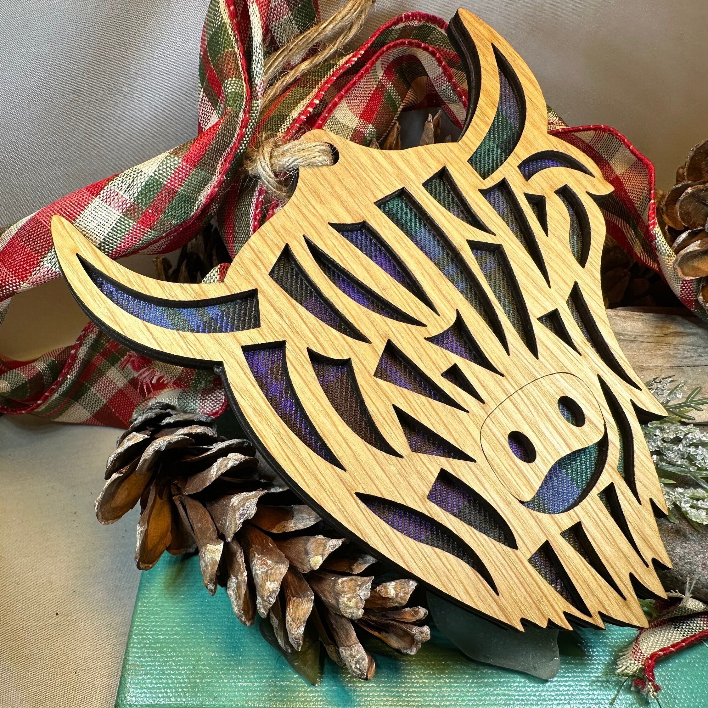 Tartan Highland Cow Ornament